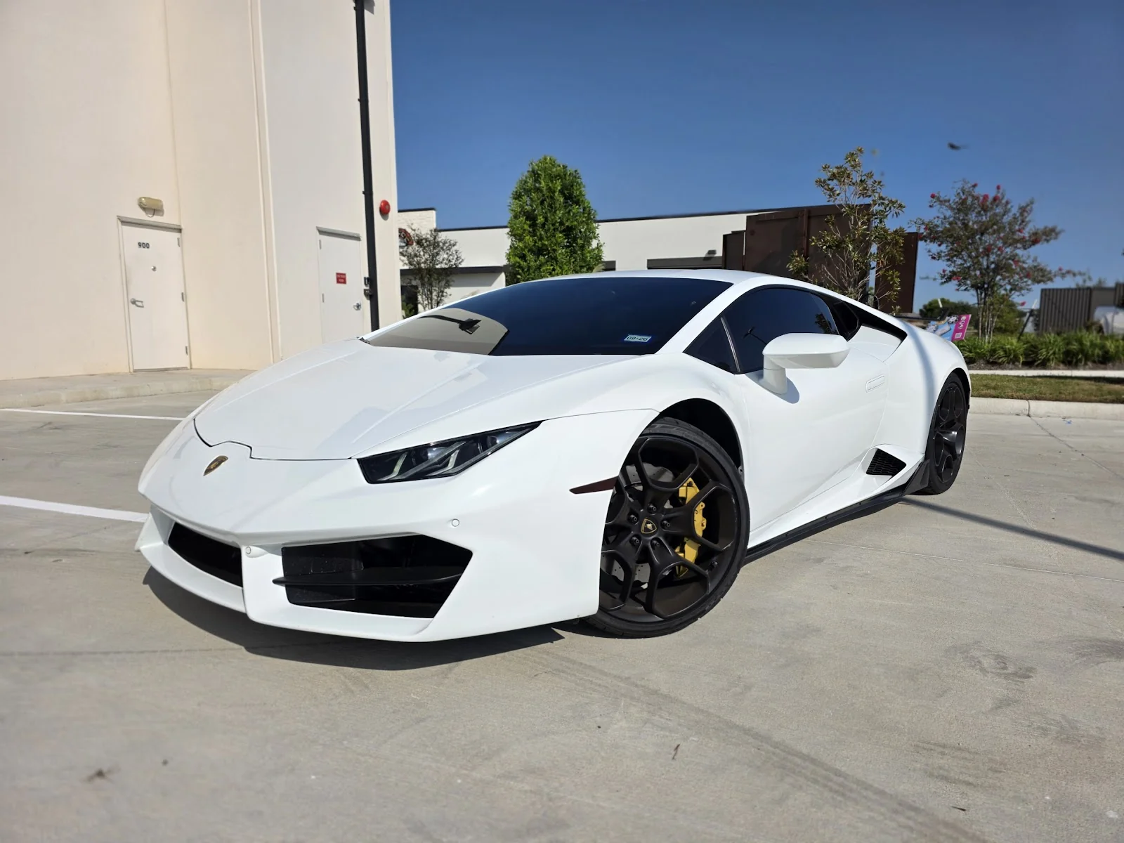 White Lamborghini Huracán with ceramic tint by Texan Tint Pro