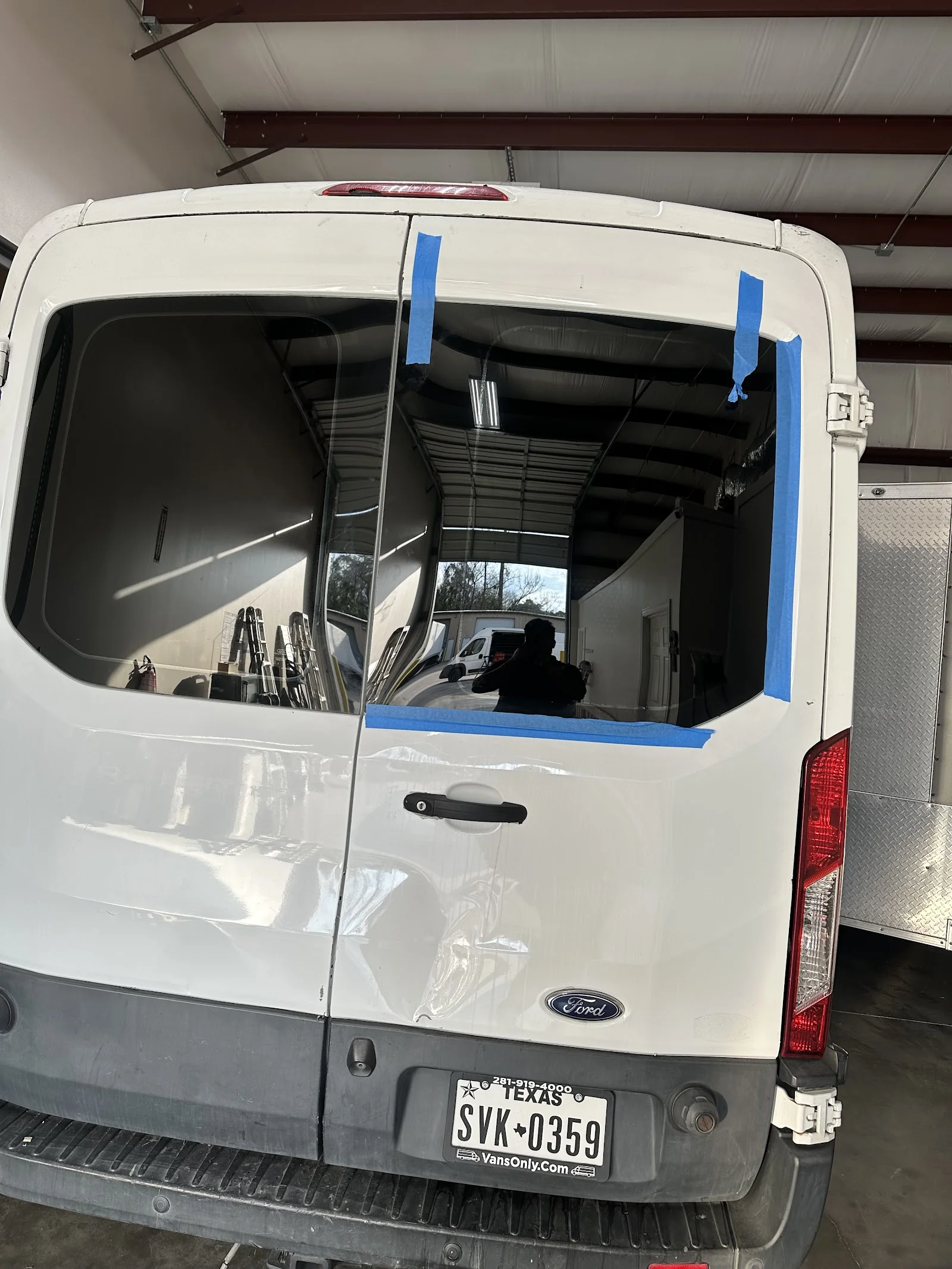Ford Transit window tint install in progress at Texan Tint Pro
